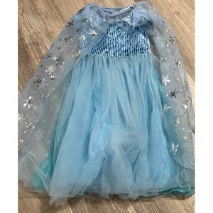 Gee-Azzy Kids Ice Queen Princess Costume Dress Blue Sequin Snowflake Size 130